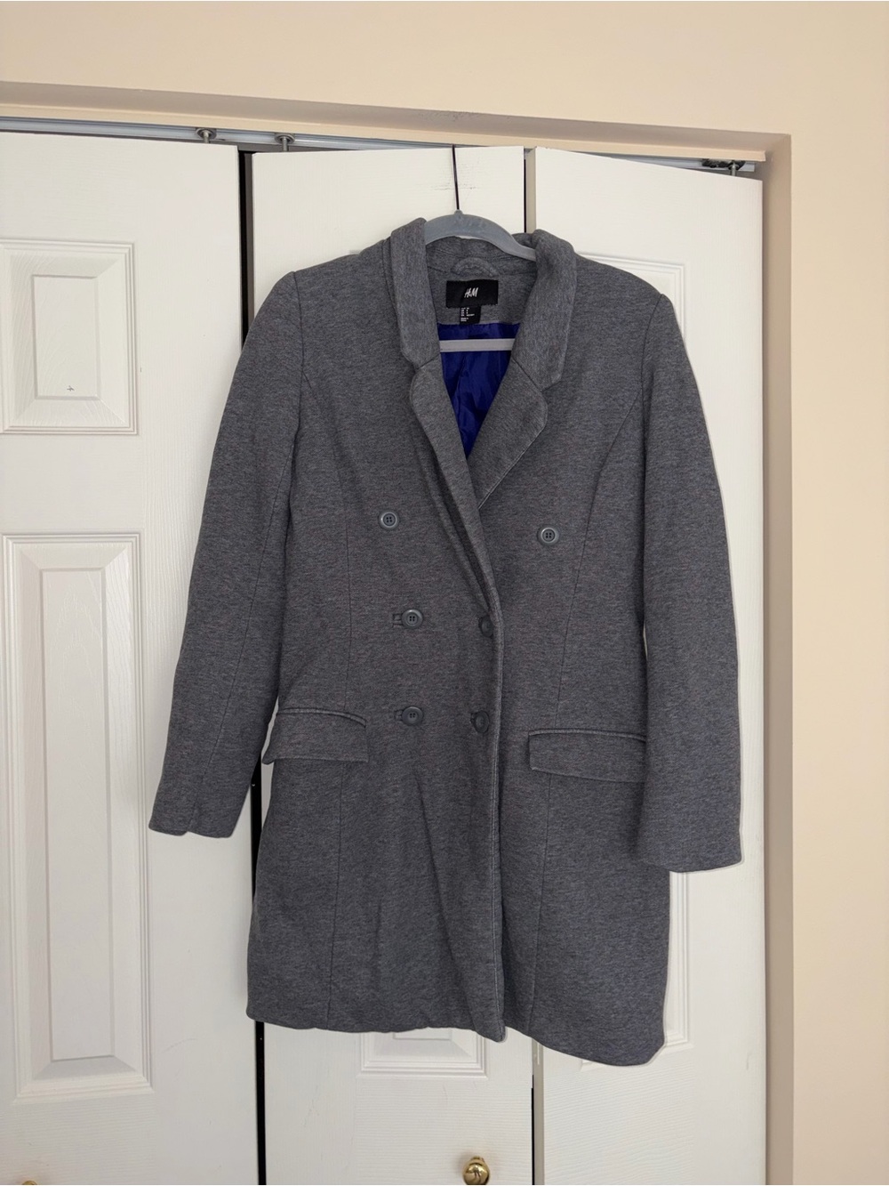 H&M Gray Double-Breasted Pea Coat